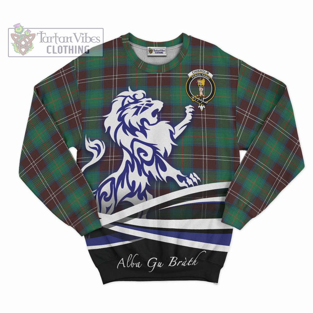 Chisholm Hunting Ancient Tartan Sweatshirt with Alba Gu Brath Regal Lion Emblem - Tartanvibesclothing Shop