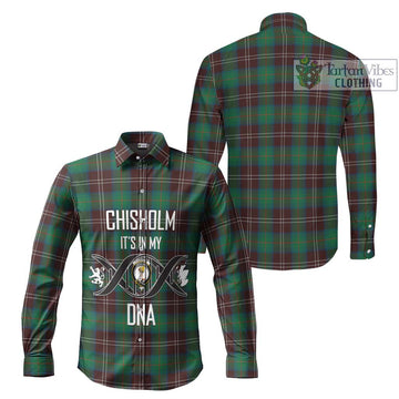 Chisholm Hunting Ancient Tartan Long Sleeve Button Shirt with Family Crest DNA In Me Style