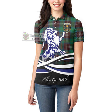 Chisholm Hunting Ancient Tartan Women's Polo Shirt with Alba Gu Brath Regal Lion Emblem