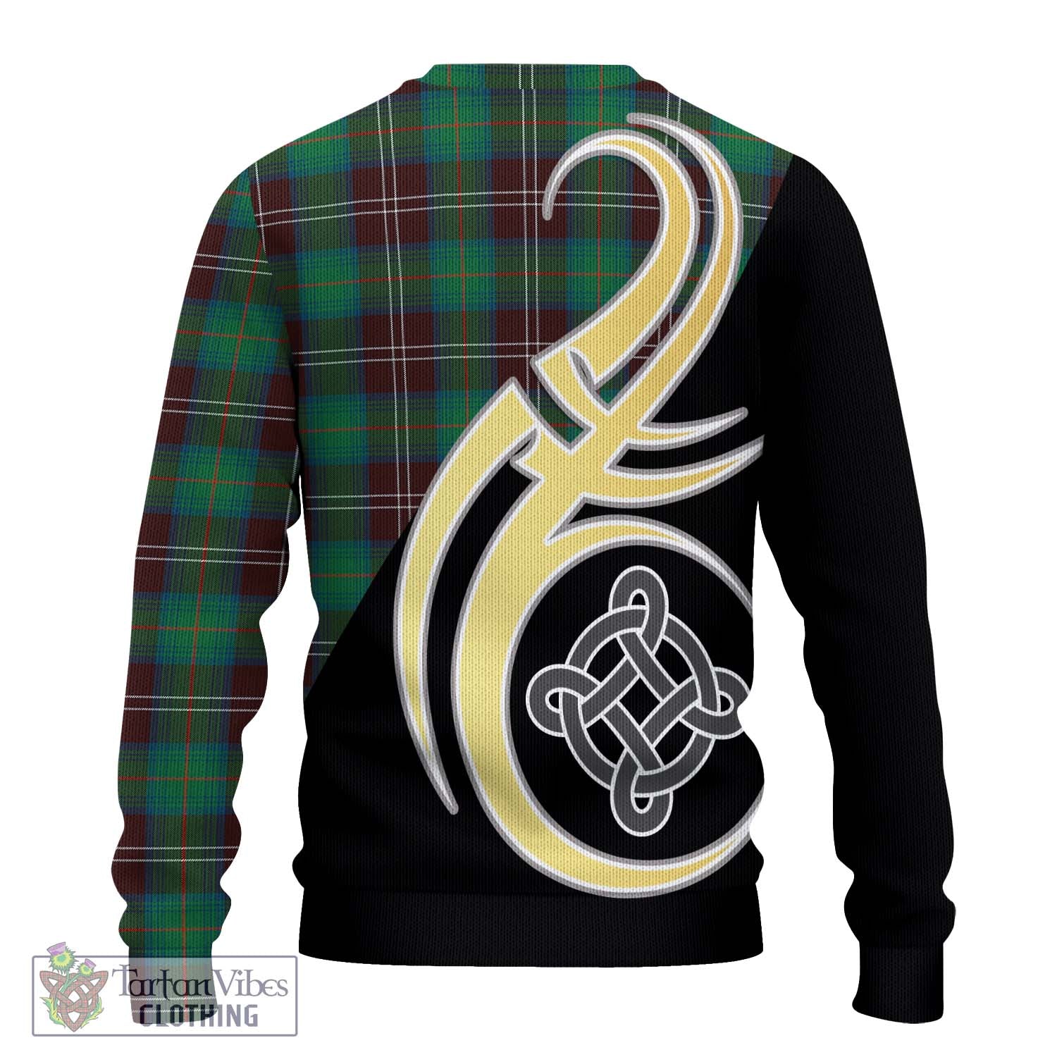 Chisholm Hunting Ancient Tartan Knitted Sweater with Family Crest and Celtic Symbol Style - Tartan Vibes Clothing