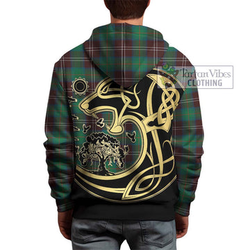 Chisholm Hunting Ancient Tartan Hoodie with Family Crest Celtic Wolf Style