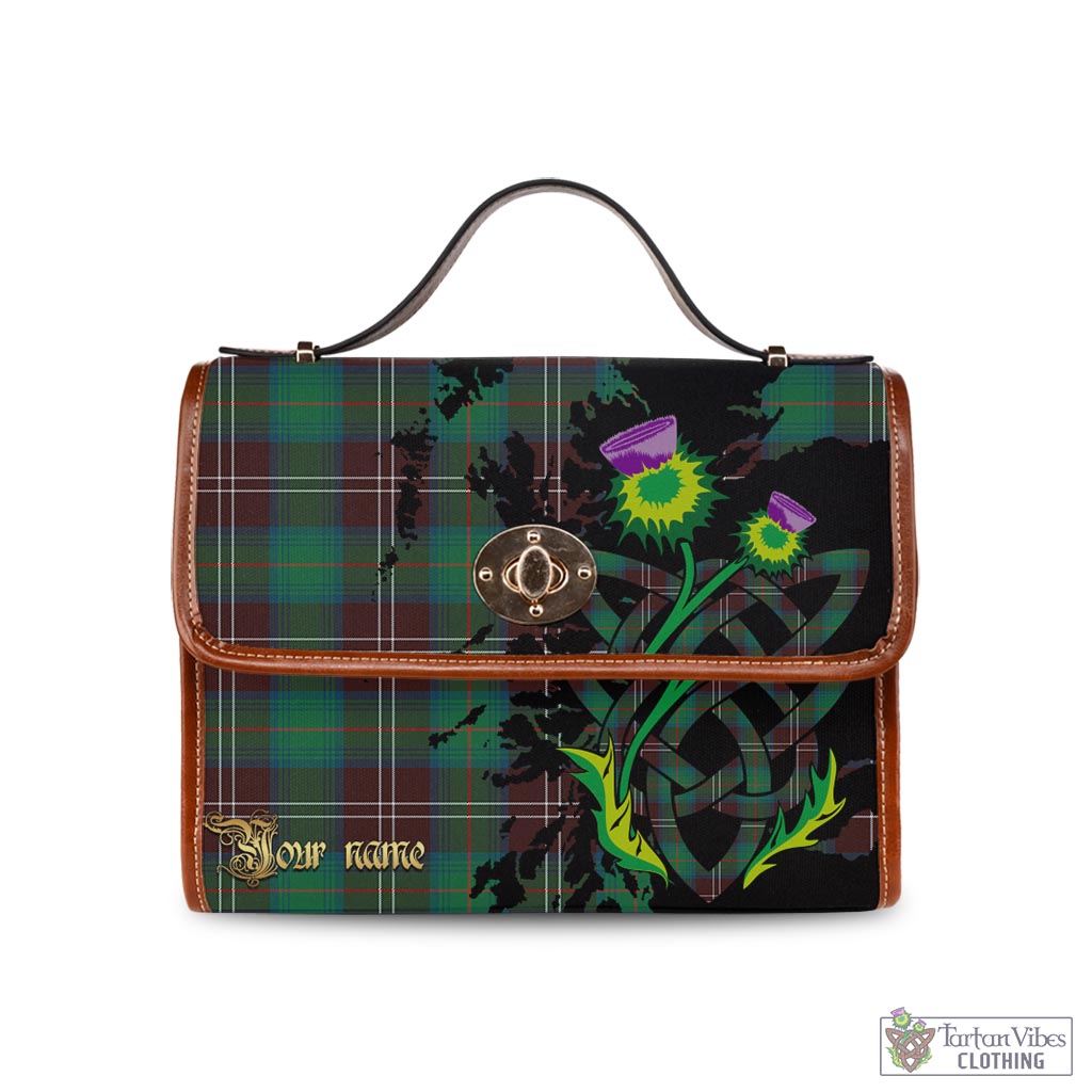 Tartan Vibes Clothing Chisholm Hunting Ancient Tartan Waterproof Canvas Bag with Scotland Map and Thistle Celtic Accents