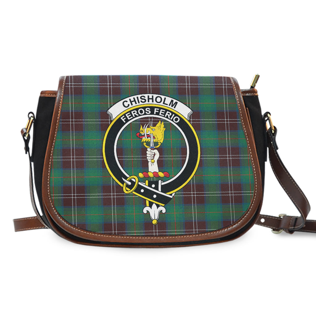 Chisholm Hunting Ancient Tartan Saddle Bag with Family Crest - Tartan Vibes Clothing