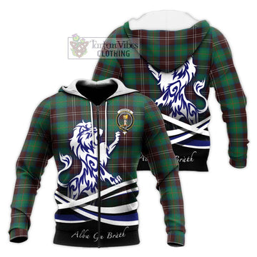 Chisholm Hunting Ancient Tartan Knitted Hoodie with Alba Gu Brath Regal Lion Emblem