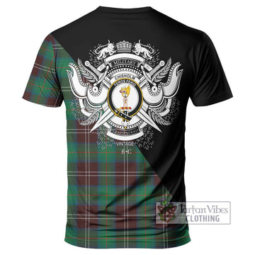 Chisholm Hunting Ancient Tartan T-Shirt with Family Crest and Military Logo Style