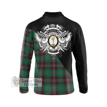 Chisholm Hunting Ancient Tartan Long Sleeve Polo Shirt with Family Crest and Military Logo Style