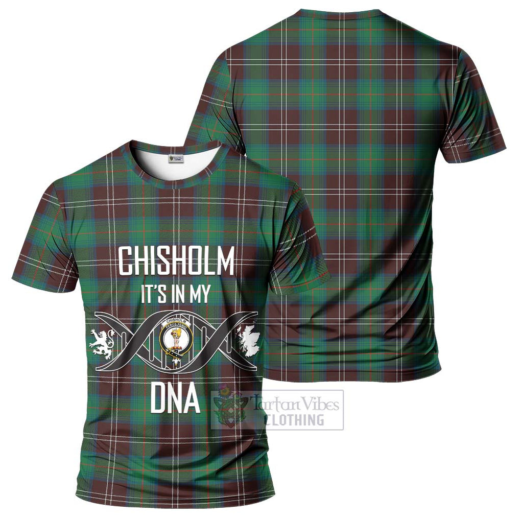 Chisholm Hunting Ancient Tartan T-Shirt with Family Crest DNA In Me Style - Tartan Vibes Clothing