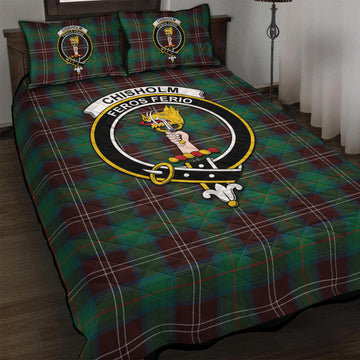 Chisholm Hunting Ancient Tartan Quilt Bed Set with Family Crest