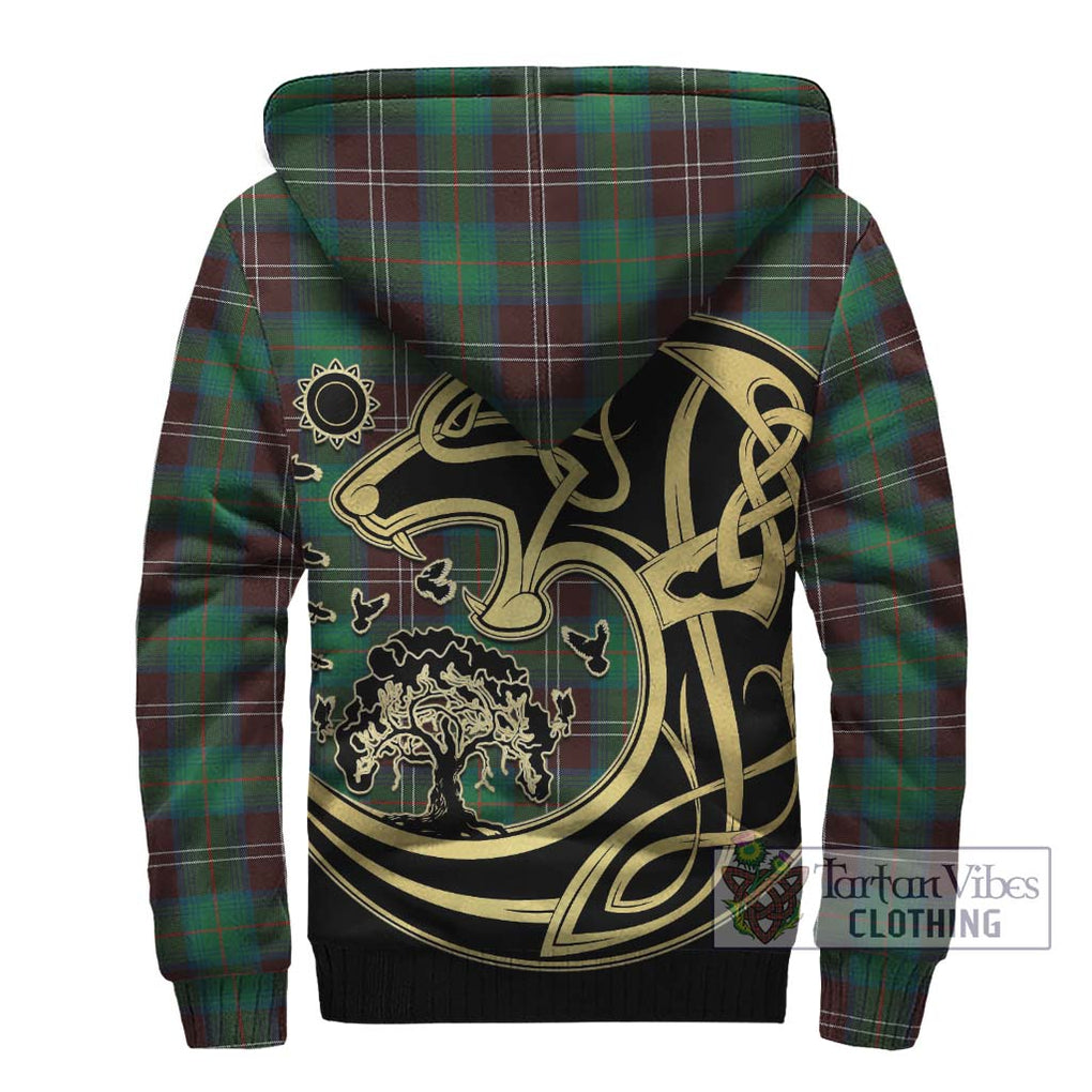 Chisholm Hunting Ancient Tartan Sherpa Hoodie with Family Crest Celtic Wolf Style - Tartan Vibes Clothing