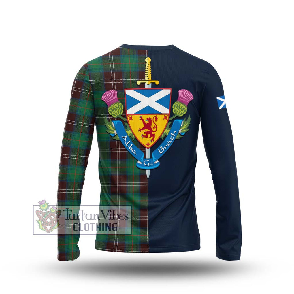 Tartan Vibes Clothing Chisholm Hunting Ancient Tartan Long Sleeve T-Shirt with Scottish Lion Royal Arm Half Style