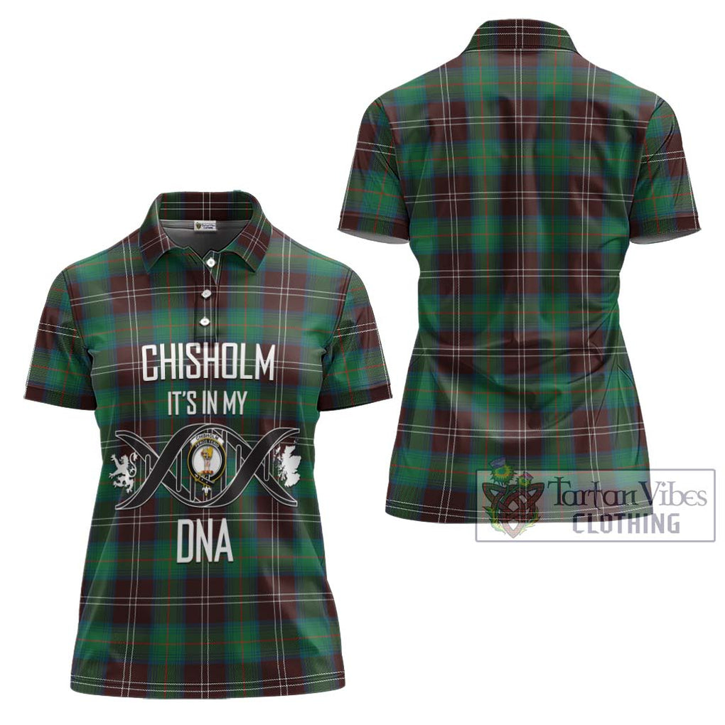 Chisholm Hunting Ancient Tartan Women's Polo Shirt with Family Crest DNA In Me Style - Tartanvibesclothing Shop