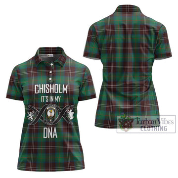 Chisholm Hunting Ancient Tartan Women's Polo Shirt with Family Crest DNA In Me Style