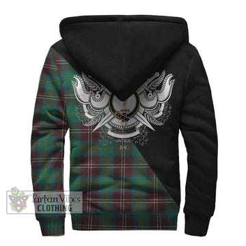 Chisholm Hunting Ancient Tartan Sherpa Hoodie with Family Crest and Military Logo Style