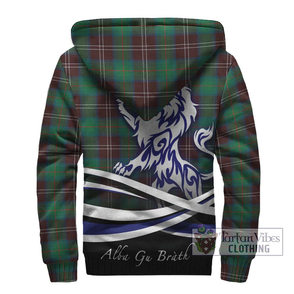 Chisholm Hunting Ancient Tartan Sherpa Hoodie with Alba Gu Brath Regal Lion Emblem - Tartanvibesclothing Shop