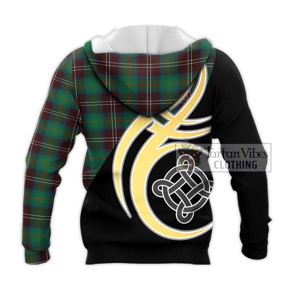 Chisholm Hunting Ancient Tartan Knitted Hoodie with Family Crest and Celtic Symbol Style - Tartan Vibes Clothing