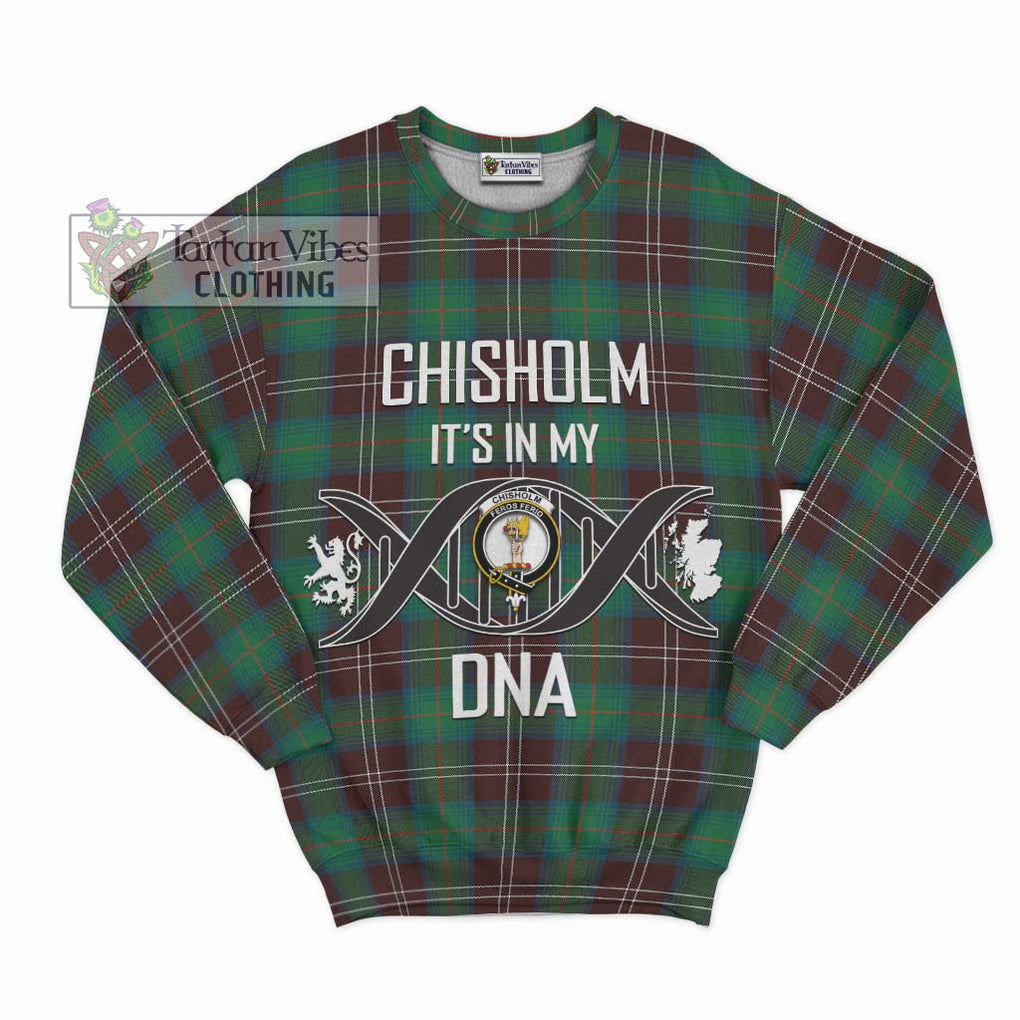 Chisholm Hunting Ancient Tartan Sweatshirt with Family Crest DNA In Me Style - Tartanvibesclothing Shop