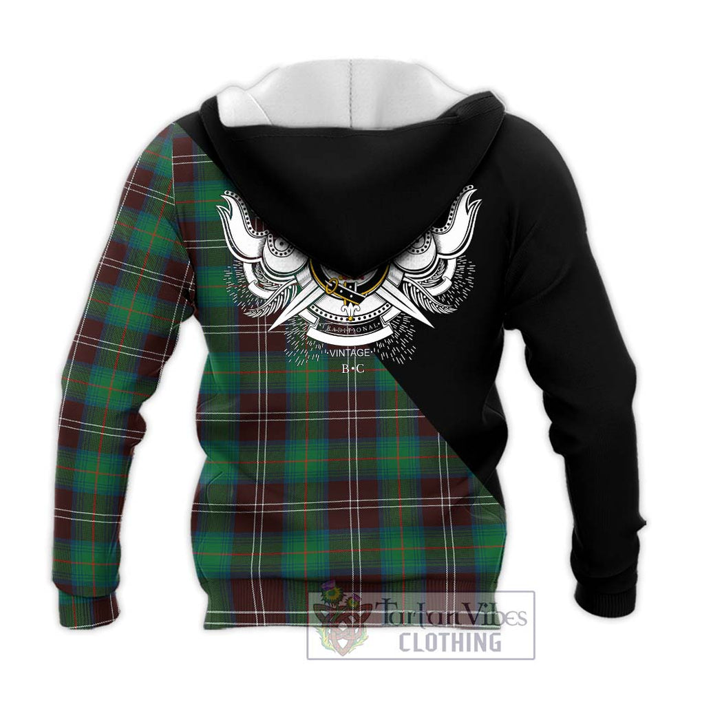 Chisholm Hunting Ancient Tartan Knitted Hoodie with Family Crest and Military Logo Style - Tartanvibesclothing Shop