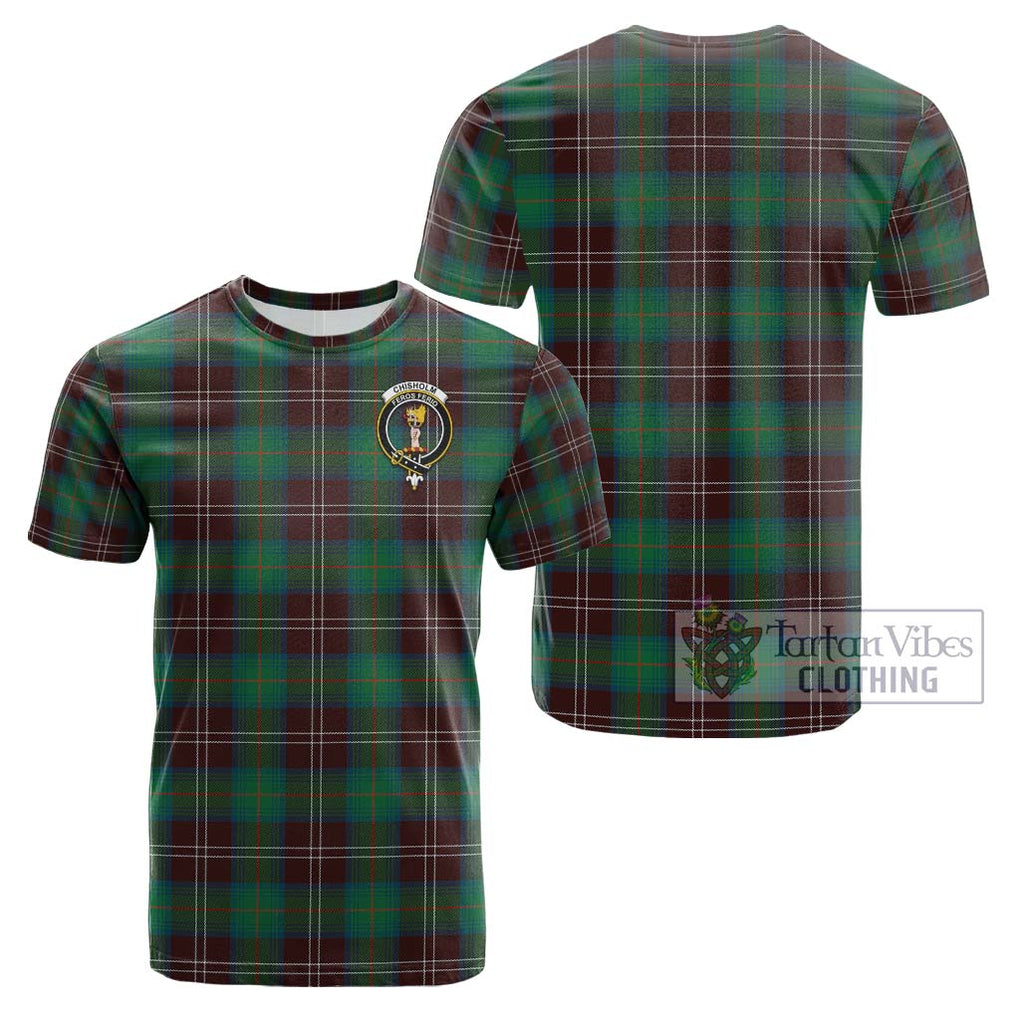 Chisholm Hunting Ancient Tartan Cotton T-Shirt with Family Crest Kid's Shirt - Tartanvibesclothing Shop