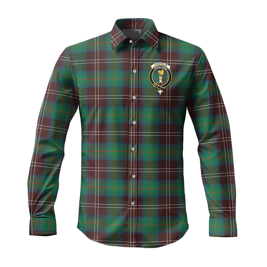 chisholm-hunting-ancient-tartan-long-sleeve-button-up-shirt-with-family-crest