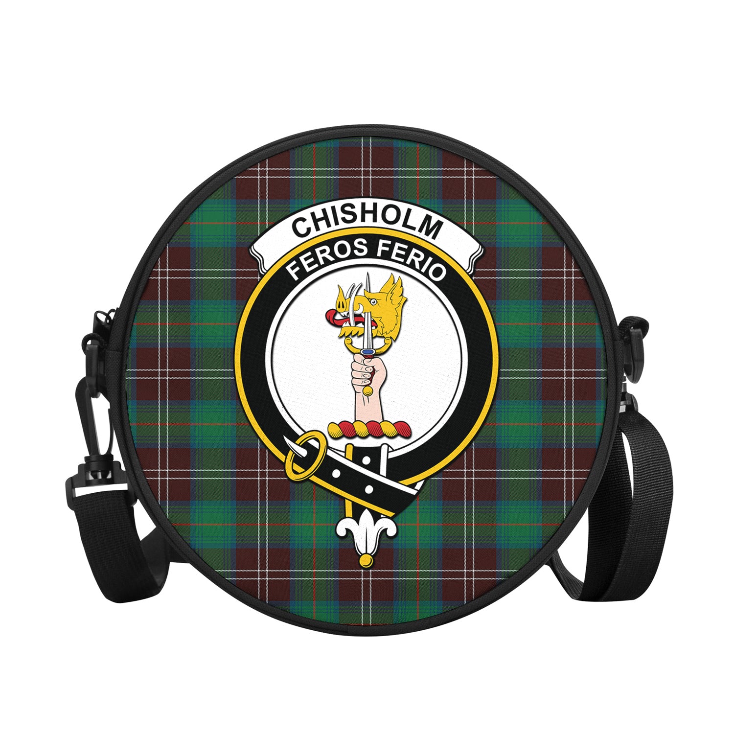 chisholm-hunting-ancient-tartan-round-satchel-bags-with-family-crest