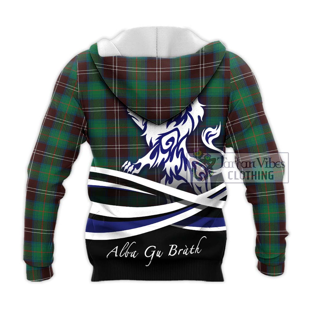 Chisholm Hunting Ancient Tartan Knitted Hoodie with Alba Gu Brath Regal Lion Emblem - Tartanvibesclothing Shop