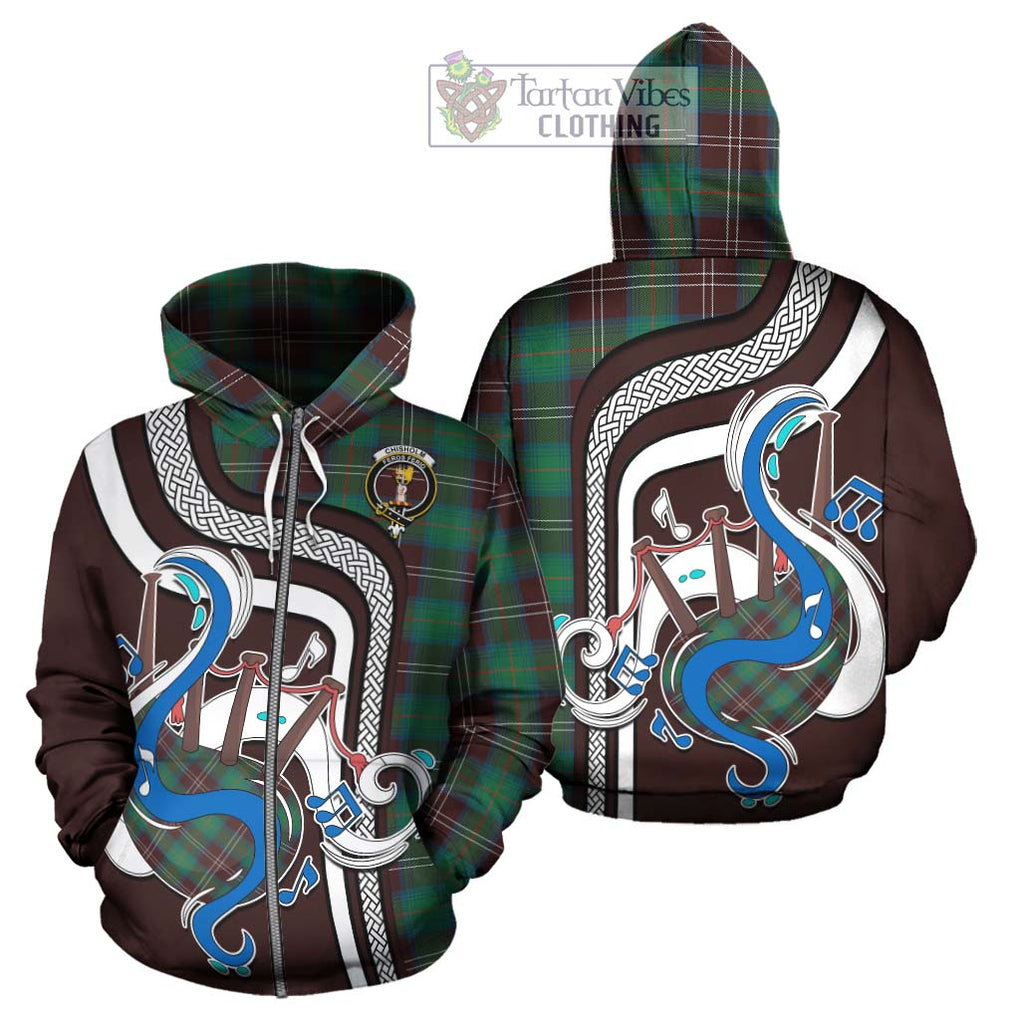 Chisholm Hunting Ancient Tartan Hoodie with Epic Bagpipe Style - Tartanvibesclothing Shop