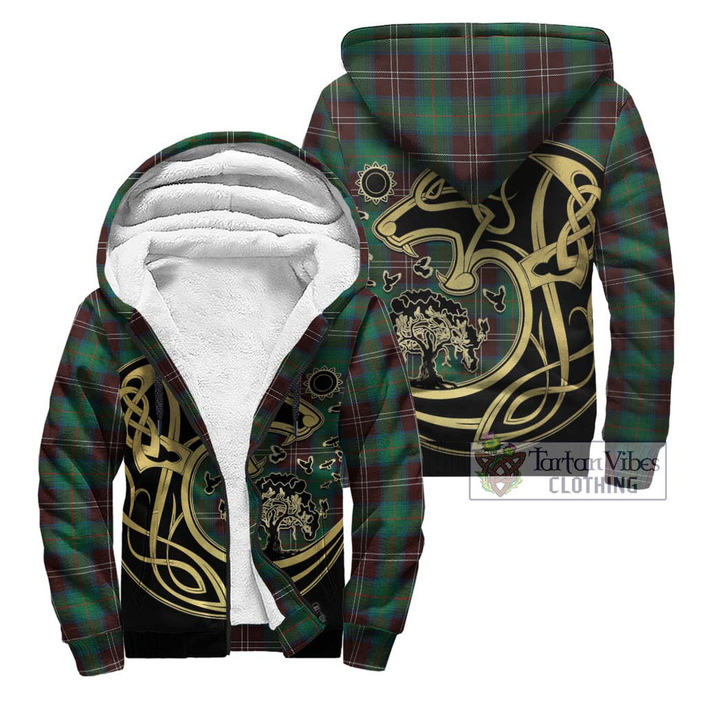 Chisholm Hunting Ancient Tartan Sherpa Hoodie with Family Crest Celtic Wolf Style Unisex - Tartan Vibes Clothing