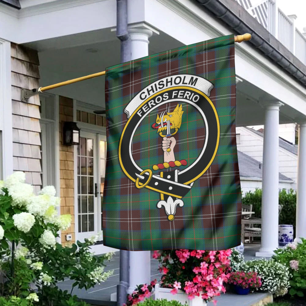 Chisholm Hunting Ancient Tartan Flag with Family Crest - Tartan Vibes Clothing