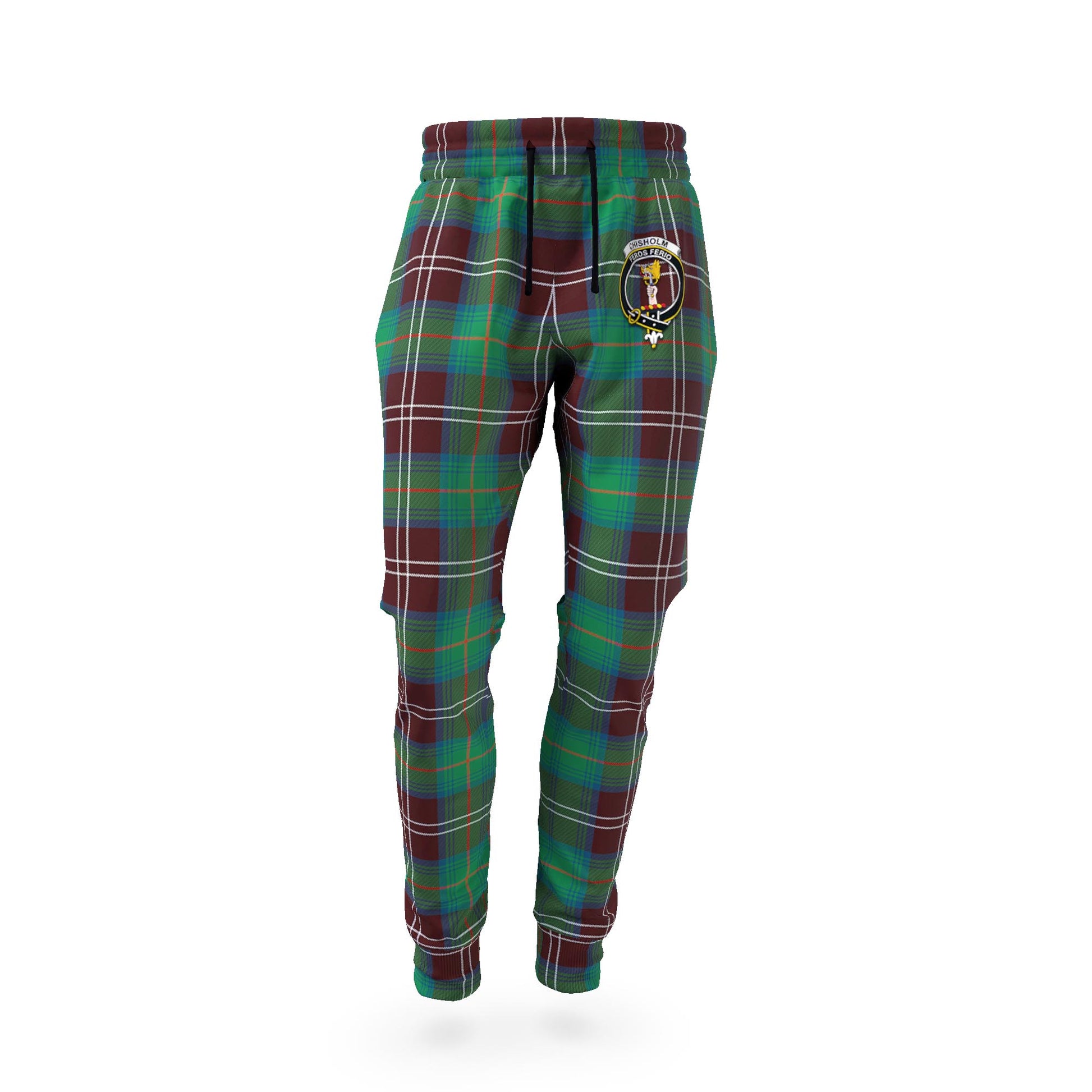 Chisholm Hunting Ancient Tartan Joggers Pants with Family Crest - Tartan Vibes Clothing