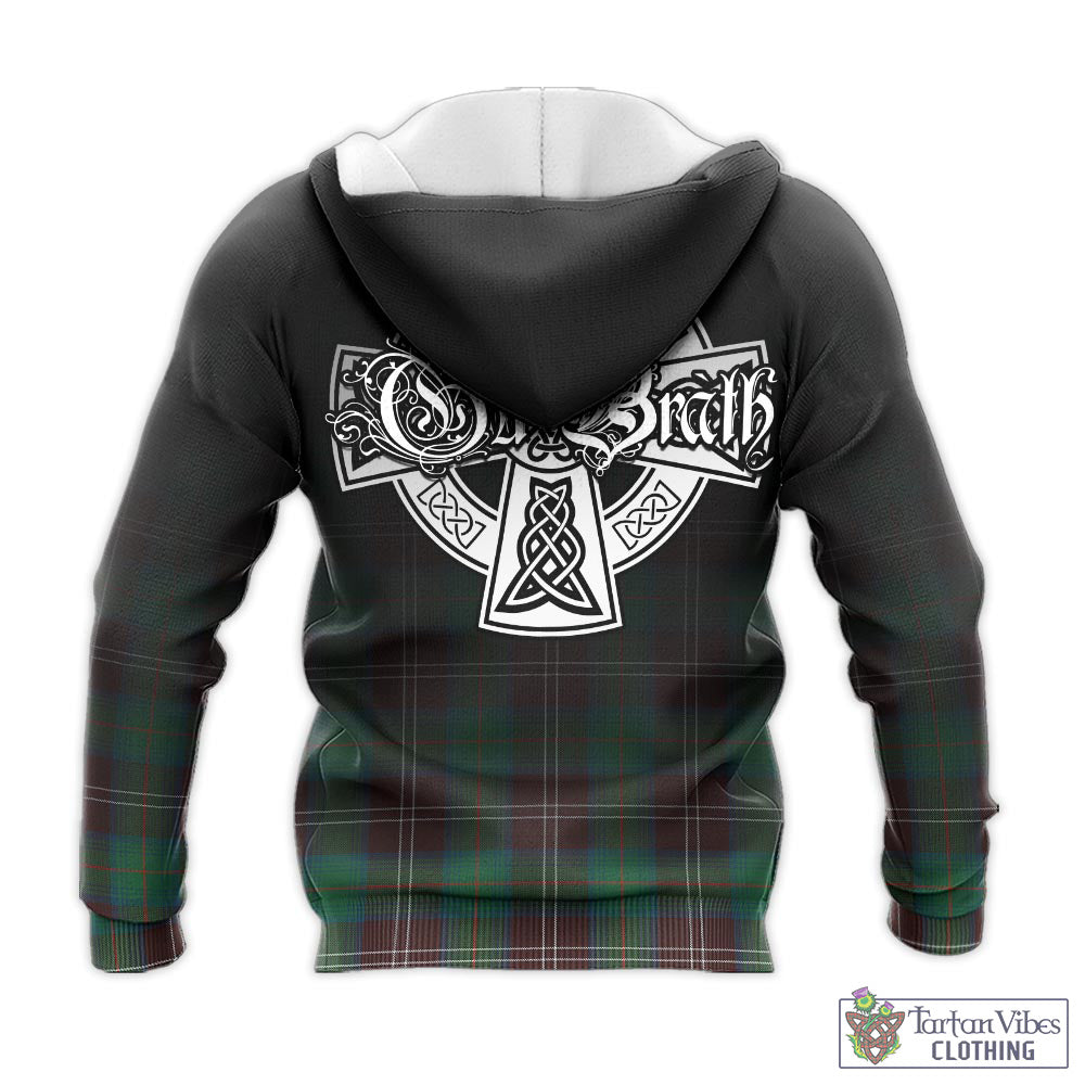 Tartan Vibes Clothing Chisholm Hunting Ancient Tartan Knitted Hoodie Featuring Alba Gu Brath Family Crest Celtic Inspired