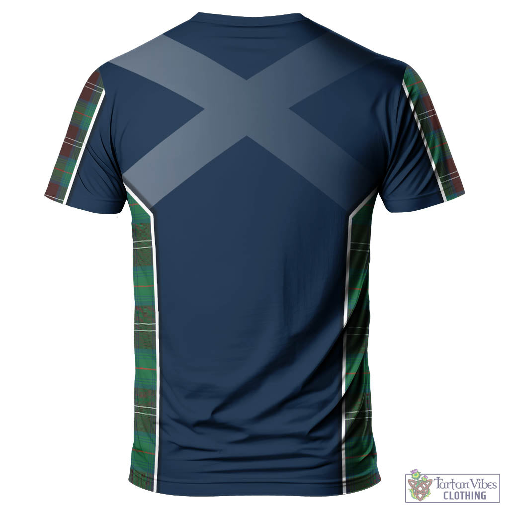 Tartan Vibes Clothing Chisholm Hunting Ancient Tartan T-Shirt with Family Crest and Scottish Thistle Vibes Sport Style