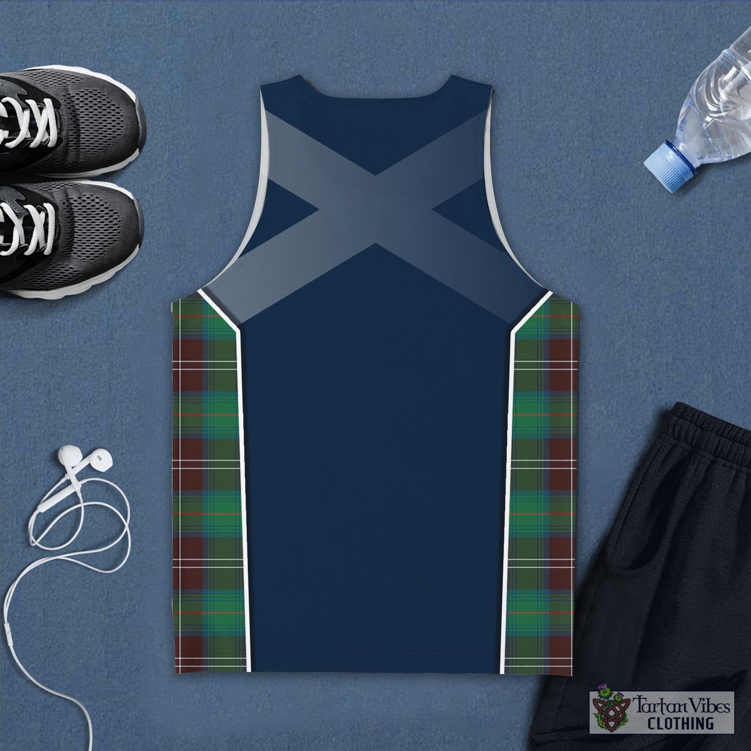 Tartan Vibes Clothing Chisholm Hunting Ancient Tartan Men's Tanks Top with Family Crest and Scottish Thistle Vibes Sport Style