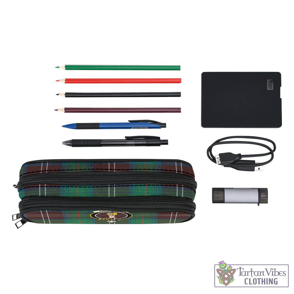 Tartan Vibes Clothing Chisholm Hunting Ancient Tartan Pen and Pencil Case with Family Crest