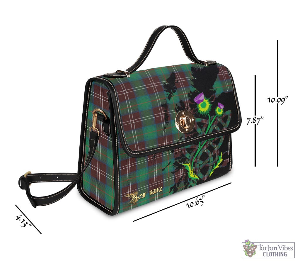 Tartan Vibes Clothing Chisholm Hunting Ancient Tartan Waterproof Canvas Bag with Scotland Map and Thistle Celtic Accents