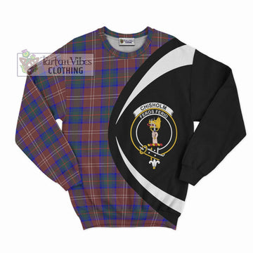 Chisholm Hunting Modern Tartan Sweatshirt with Family Crest Circle Style