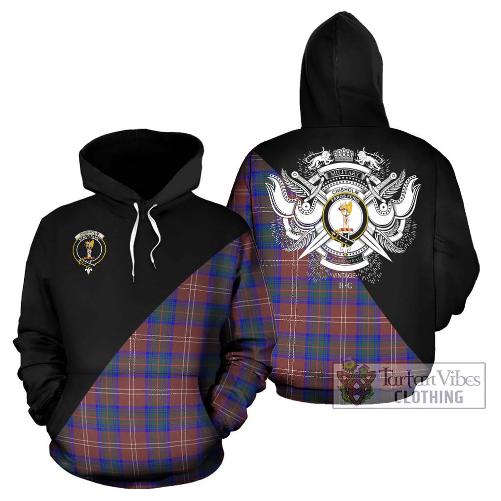 Chisholm Hunting Modern Tartan Hoodie with Family Crest and Military Logo Style Zip Hoodie - Tartanvibesclothing Shop