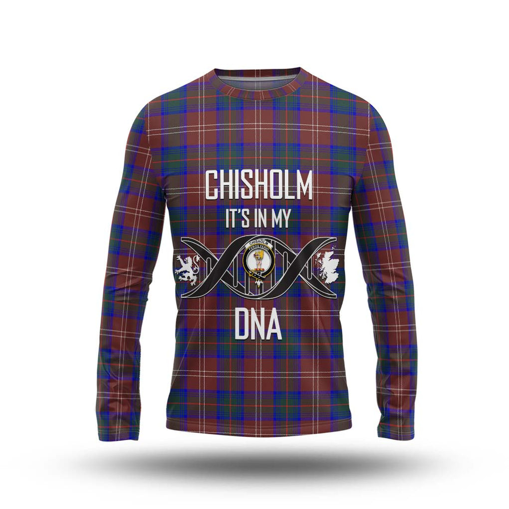 Chisholm Hunting Modern Tartan Long Sleeve T-Shirt with Family Crest DNA In Me Style Unisex - Tartanvibesclothing Shop