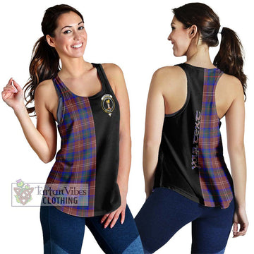 Chisholm Hunting Modern Tartan Women's Racerback Tanks with Family Crest and Half Of Me Style