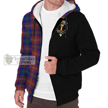 Chisholm Hunting Modern Tartan Sherpa Hoodie with Family Crest and Half Of Me Style