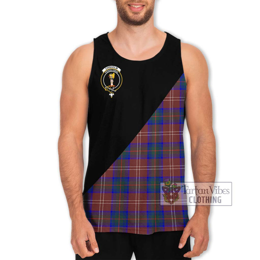 Chisholm Hunting Modern Tartan Men's Tank Top with Family Crest and Military Logo Style Men - Tartanvibesclothing Shop