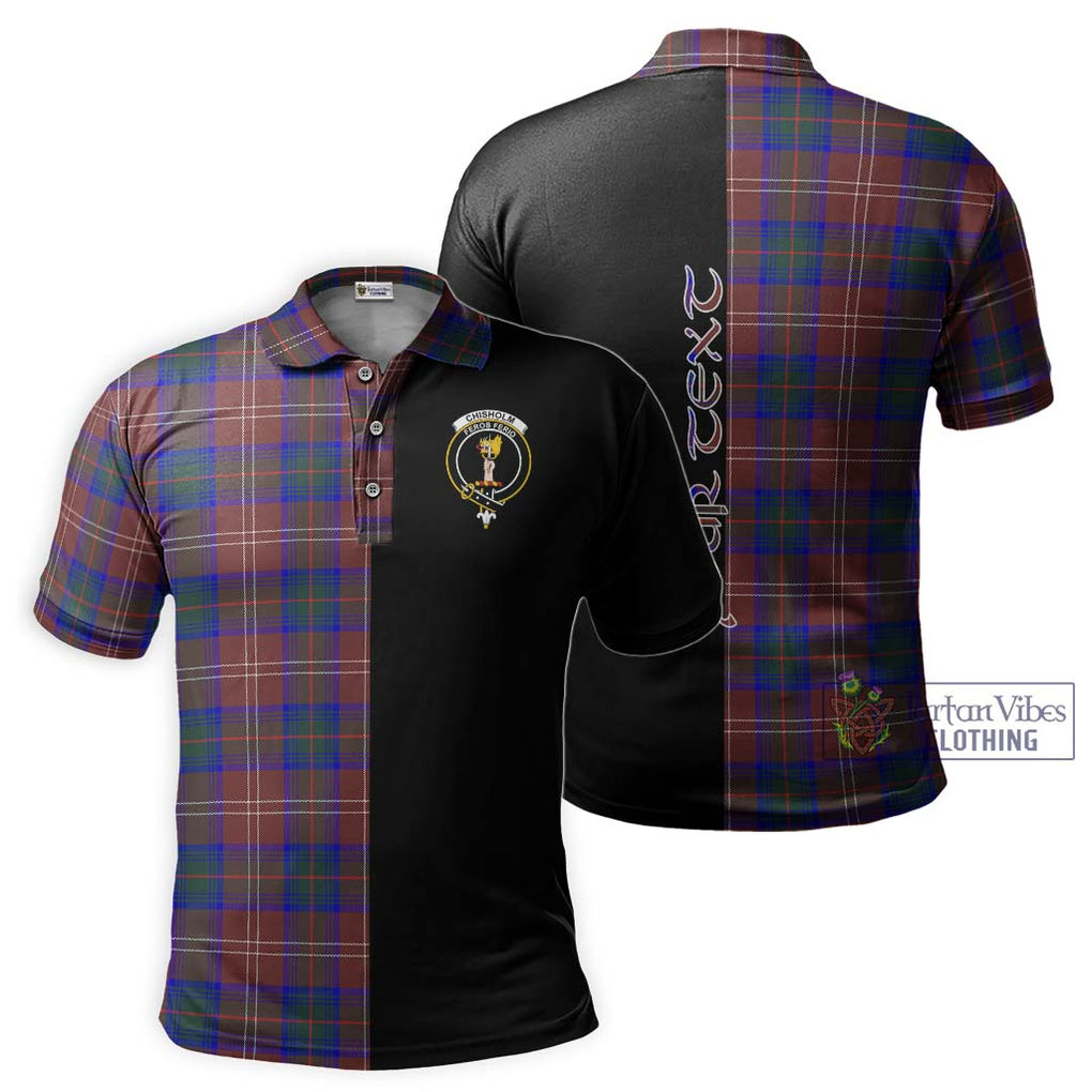 Chisholm Hunting Modern Tartan Polo Shirt with Family Crest and Half Of Me Style Kid - Tartanvibesclothing Shop