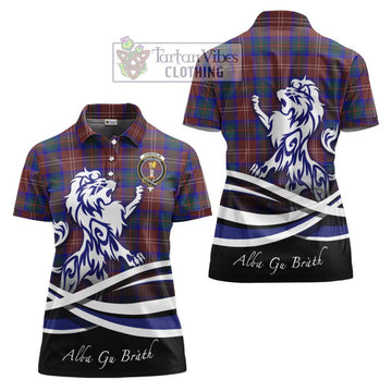 Chisholm Hunting Modern Tartan Women's Polo Shirt with Alba Gu Brath Regal Lion Emblem