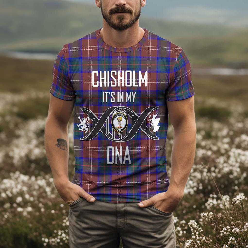 Chisholm Hunting Modern Tartan T-Shirt with Family Crest DNA In Me Style Kid's Shirt - Tartan Vibes Clothing