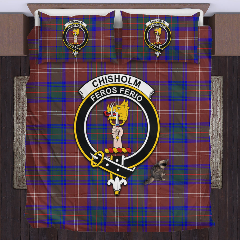 Chisholm Hunting Modern Tartan Bedding Set with Family Crest US Bedding Set - Tartan Vibes Clothing