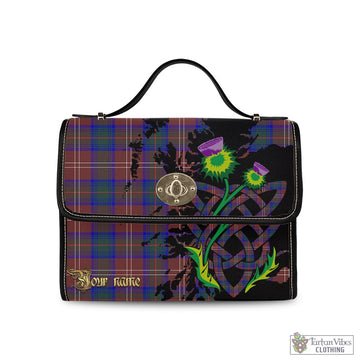 Chisholm Hunting Modern Tartan Waterproof Canvas Bag with Scotland Map and Thistle Celtic Accents