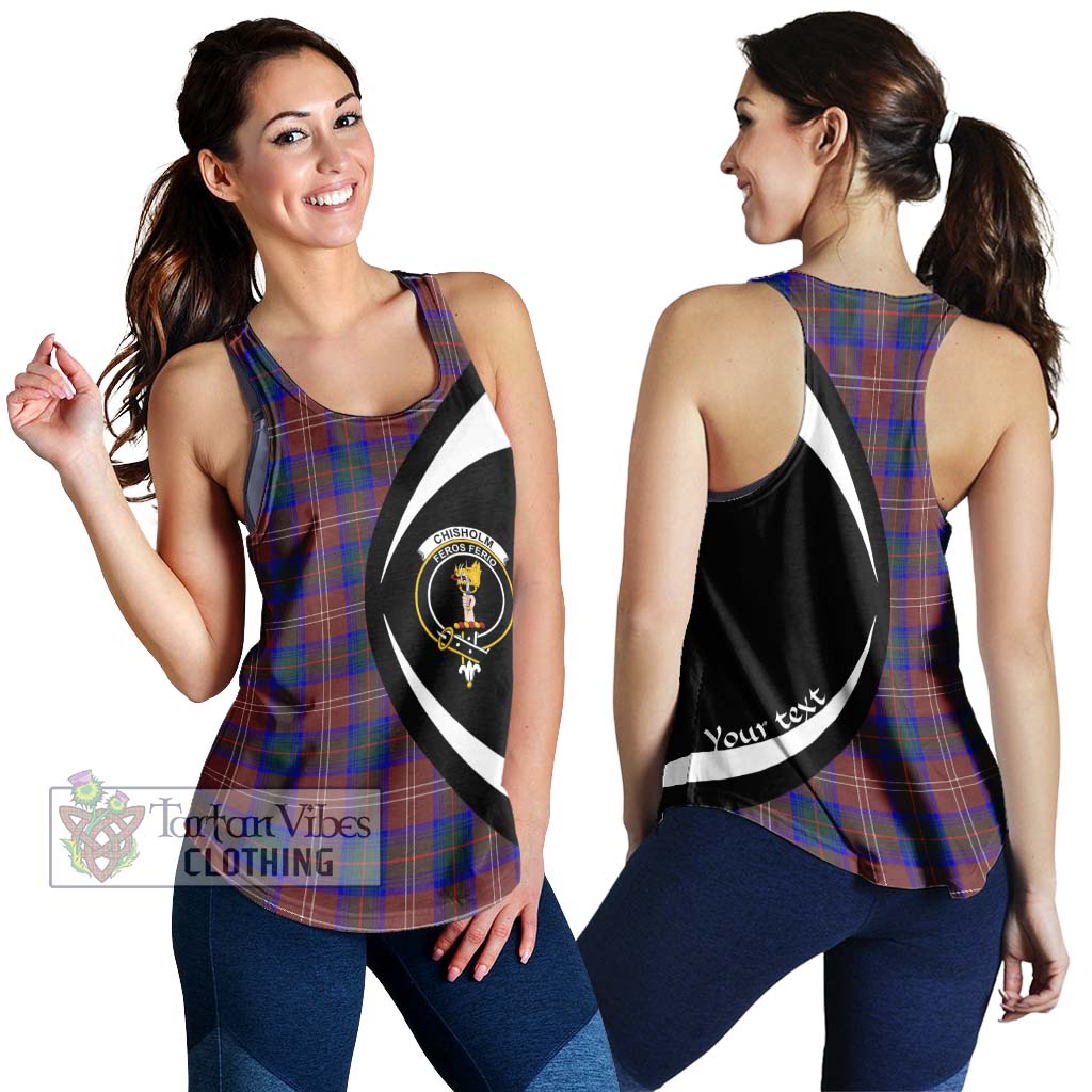 Chisholm Hunting Modern Tartan Women's Racerback Tanks with Family Crest Circle Style 4XL - Tartan Vibes Clothing