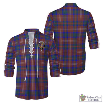 Chisholm Hunting Modern Tartan Men's Scottish Traditional Jacobite Ghillie Kilt Shirt with Family Crest