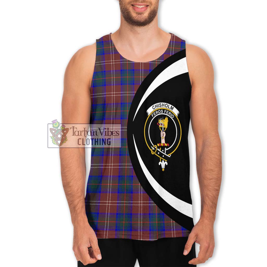 Chisholm Hunting Modern Tartan Men's Tank Top with Family Crest Circle Style Men - Tartan Vibes Clothing