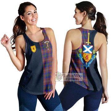 Chisholm Hunting Modern Tartan Women's Racerback Tanks Alba with Scottish Lion Royal Arm Half Style