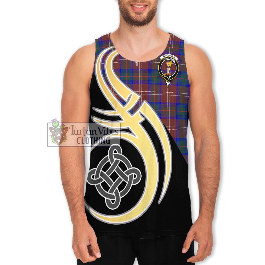 Chisholm Hunting Modern Tartan Men's Tank Top with Family Crest and Celtic Symbol Style Men - Tartan Vibes Clothing